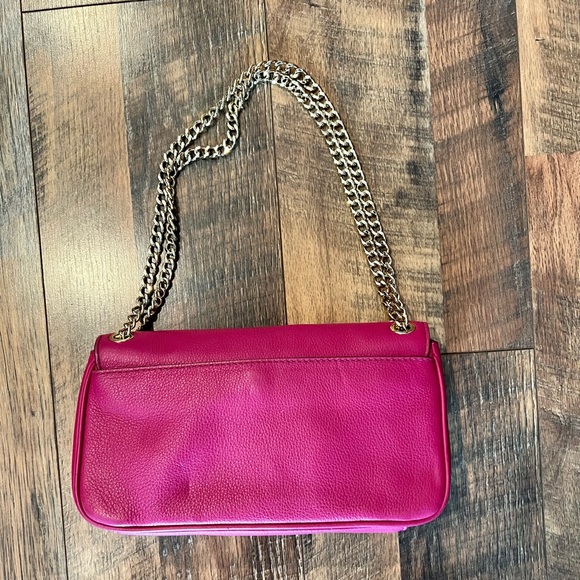 MICHAEL KORS Jet Set Chain Leather Flap Shoulder Bag Raspberry - Picture 8 of 11